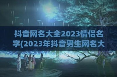 ​抖音网名大全2024情侣名字(2024年抖音男生网名大全)