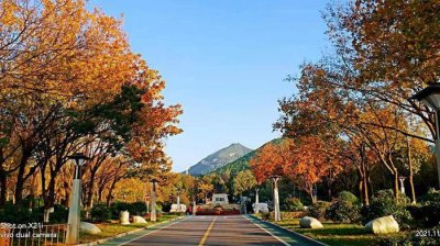 ​夕照舜耕山庄，青山含黛，霓彩华裳，金色辉煌